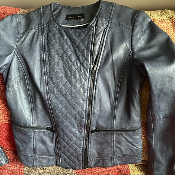 Massimo Dutti blue leather jacket - Picture 13 of 15